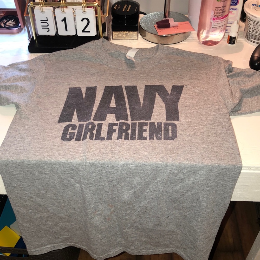 Grey Navy Girlfriend Shirt.